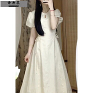 詩(shī)丹蕊新中式夏季新款學(xué)院風(fēng)短袖連衣裙女學(xué)生小眾氣質(zhì)收腰顯瘦國(guó)風(fēng)裙子 圖片色 均碼