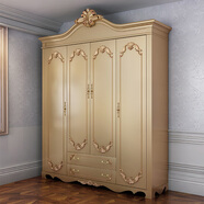 莎倫詩(shī)（shalunshi）歐式衣柜實(shí)木衣柜香檳金四門(mén)大衣櫥臥室家用法式精致手工雕花衣柜 四門(mén)衣柜 四門(mén)