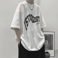 卡圖弛 衣服男夏季短袖t恤男寬松休閑套裝韓版潮流百搭五分半截袖男青少年美式復(fù)古運(yùn)動(dòng)短褲一套上衣男裝 白色短袖 XL【建議115-130斤】