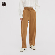 播黑色西裝褲女休閑寬松小個(gè)子高腰直筒褲DDQ4KD5551 O70黎茶色 M