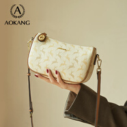 奧康（Aokang）包包女包復(fù)古印花餃子包高級(jí)小方包輕奢斜挎包生日禮物送女友 堅(jiān)果杏