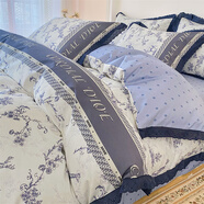 阿芙豆 花邊款純棉四件套全棉田園小清新韓版少女公主風(fēng)花邊床上用品 花邊款-迷森 1.8m床單款四件套-被套200*230cm