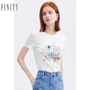 FINITY夏裝新款森女系T恤女設計感度假輕薄修身套頭上衣女 白色 S