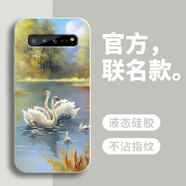 戀思適用三星S10手機殼5G韓版galaxys105g液態(tài)硅膠samsung新款全包防摔G977N保護套samsungs是galaxy男 【油畫(huà)天鵝】圖案白+送9D膜 三星Galaxy S10 5G