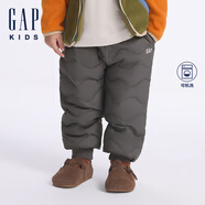 蓋璞男女幼童松緊羽絨褲logo保暖兒童裝662454長(cháng)褲 灰黑色 90cm(1-2歲)亞洲尺碼