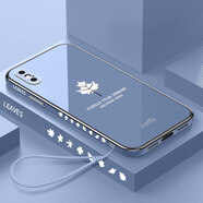 MARMOTER iPhoneX手機(jī)殼蘋果xs保護(hù)XSmax硅膠套XR直邊全包防摔軟殼楓葉側(cè)邊圖案男 蘋果X【薰衣草灰】全屏鋼膜+掛繩