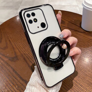 恒浩達紅米10c手機殼小米redmi10c新款防摔全包透明硅膠保護套red米Redmi1OC女帶支架220333QBI男鋼化膜 【炫酷黑】透明電鍍+膜+支 紅米 10C