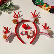 千寶萊圣誕發(fā)夾發(fā)箍禮盒套裝女孩可愛(ài)麋鹿角發(fā)卡頭箍?jì)和フQ節發(fā)飾 1#白色毛球紅色鹿角6件套