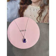 爾立/桃絲熊925銀紫水晶項鏈女小熊氣質(zhì)吊墜鎖骨鏈新款情人節禮物 紫水晶套鏈