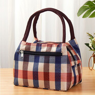 途尊（kingtrip）2025新款女包手提媽媽小布包媽咪布包上班手拎包飯盒袋子便當包袋 方格 