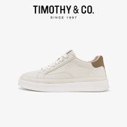 迪邁奇（TIMOTHY&CO.）厚底男士商務(wù)休閑板鞋真皮百搭小白鞋減震增高舒適運動鞋TMS33066 白色 44