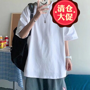 嘉曄短袖t恤男新品男士短袖t恤韓版日系潮牌修身薄款打底衫男裝圓領短袖體 kpT2437白色 XL115-130