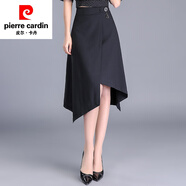 皮爾卡丹（pierre cardin）設計師不規則字半身裙春秋女2023新款高腰燕尾顯瘦包臀裙中長(cháng)款針 黑色 L