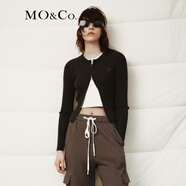 MO&Co.針織開衫字母刺繡雙開頭拉鏈修身針織衫辣妹風醬果紅摩安珂 深花灰色-第2批 M 165
