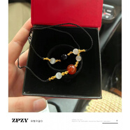 芙蕖 抖音同款紅瑪瑙項(xiàng)鏈?zhǔn)宙湹鯄嬇疃兑敉钪樽渔i骨鏈網(wǎng)紅金線珍珠裝飾頸鏈 【情侶款兩條裝】紅瑪瑙+貓眼石【項(xiàng)鏈兩條】