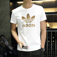 阿迪達(dá)斯 （adidas）三葉草短袖T恤男士2025夏季休閑半袖透氣圓領(lǐng)上衣跑步健身體恤 純棉GN1855白色迷彩標(biāo) L 建議體重170-190斤