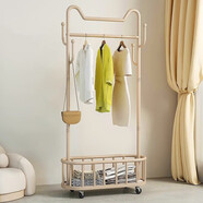 霓峰衣架落地臥室掛衣架可移動(dòng)帶輪家用網(wǎng)紅奶油風(fēng)掛衣架簡(jiǎn)易衣帽架 白單桿貓耳-50cm【升級加粗】