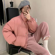 俞兆林短款棉服女2025冬款韓版女裝面包服女立領小個子棉衣外 粉紅色 S