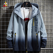 稻草人（MEXICAN）外套男士秋季時(shí)尚漸變休閑秋裝上衣韓版潮流夾克男裝 藍色 3XL