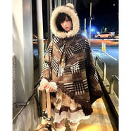 途尊披肩JK毛呢外套冬季高級感無(wú)袖可愛(ài)棕色流蘇連帽加厚斗篷短披肩 巧克力棕色【加絨加厚保暖】 S