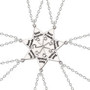 風(fēng)谷鳥(niǎo)時(shí)尚男女學(xué)生五人閨蜜禮物拼接項鏈個(gè)性復古五角星好朋友項鏈 七人