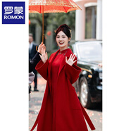 羅蒙（ROMON）新中式紅色毛呢外套2025年新款冬天結(jié)婚訂婚內(nèi)搭連衣群長款大衣女 圖片色 L