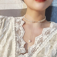海雯妮 飾品項(xiàng)鏈女頸鏈 氣質(zhì)輕奢脖項(xiàng)圈choker頸帶2021年新款配飾裝飾 金白色-人造珍珠款