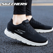 斯凱奇跑步鞋男春季減震透氣網(wǎng)鞋旗艦輕便休閑運動(dòng)鞋 黑色/白色55292-BKW 41.5