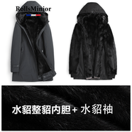 勞斯名爵派克服男士貂皮大衣皮草進口整貂水貂內(nèi)膽中長款尼克服真皮外套女 黑色（水貂整貂）貂袖 190/4XL