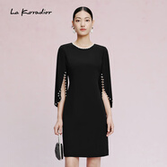 拉珂蒂（La Koradior）【商場(chǎng)同款】2024早春新純色淑女短袖連衣裙 黑色 L