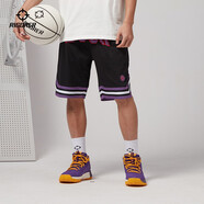 準者運動(dòng)短褲新款繡花寬松復古撞色五分休閑舒適訓練運動(dòng)籃球褲男 純正黑 L