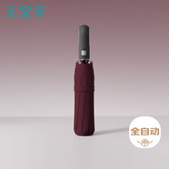 天堂 全自動雨傘三折 10骨加固一鍵開收易甩干簡約晴雨傘 深栗紅