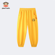 大嘴猴（paul frank）童裝兒童長(cháng)褲2025春款運動(dòng)褲男女童舒適休閑純色純棉寬松潮衛褲 黃色 100