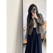 純邇春裝女2025法式高級感木耳邊小香風(fēng)連衣裙子小個(gè)子搭配一整套女裝 8695毛呢上衣 S