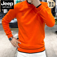 JEEP SPIRIT歐洲站男士毛衣2025年冬季新款圓領(lǐng)天鵝絨提花帥氣時(shí)尚修身長(zhǎng)袖男 桔紅色 XL (115-130斤)