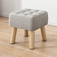 蔓斯菲爾小凳子家用矮凳布藝矮凳子擱腳凳軟包實(shí)木腿小孩坐墩客廳沙發(fā)凳 灰色34cm高可拆洗+實(shí)木框架 透氣面料 實(shí)木凳腿