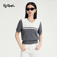 普普風(fēng)2024年夏季女裝新品簡約氣質(zhì)V領(lǐng)學(xué)院風(fēng)舒適毛針織衫PB3M21346S 灰色 S