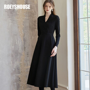ROEYSHOUSE羅衣赫本小紅裙安可拉紅針織連衣裙冬季大擺年會(huì)禮服裙09660 黑色 L