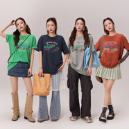 CHUU字母蝴蝶結(jié)印花短袖T恤女2025年夏季新品圓領(lǐng)寬松中長(zhǎng)款上衣 白色 均碼