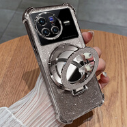 雨選vivox80手機殼vivo保護x80pro硅膠套5G鏡頭全包vovix氣囊防摔透明軟vivix帶支架vovox女p新款感8o 氣質(zhì)銀【自帶鏡頭膜】贈全屏膜+補妝鏡支架 vivo X80