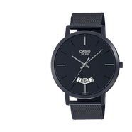 卡西歐（CASIO）手表全新簡(jiǎn)約指針日期顯示石英男表 全黑鋼帶MTP-B100MB-1E