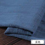 富羽萊（fuyulai）竹節(jié)棉麻布料純色民族風(fēng)樸素服裝面料中國(guó)風(fēng)縐褶皺面料亞麻布夏季 藍(lán)色(半米價(jià))