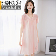 莫代爾 棉睡裙女夏季短袖夏款孕婦裝夏天中青年可外穿媽媽裝寬松透氣 M5913 L (100-120斤)