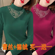 歐妤雙面德絨保暖半高領(lǐng)打底衫女秋冬季女裝新款長(zhǎng)袖t恤女修身上衣 綠色+玫紅色 2XL建議120-130斤