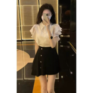 韓璐嬌（hanlujiao）連衣裙女夏季2025新款女裝韓版氣質顯瘦時尚小香風套裝短裙子夏天 襯衫+裙子 L