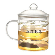 MINGSHANGDE派泰大容量耐熱玻璃杯復古茶杯水杯馬克杯咖啡杯創(chuàng)意懷舊大茶缸 復古杯500ml新款加厚-山河無恙