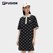 FILA FUSION斐樂官方潮牌女子連衣裙2024夏季透氣時(shí)尚寬松POLO領(lǐng)連身裙女裝