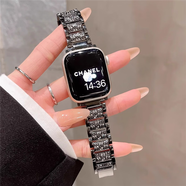 星迎滿(mǎn)天星鑲鉆小米紅米watch6/5手表表帶RedmiWatch6/5/4/3/2腕帶金屬表鏈高級運動(dòng)男女新款原裝適用 粗款滿(mǎn)天星鑲鉆-黑色  紅米3代青春版/Lite版+黑色表殼