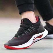 李寧（LI-NING）籃球鞋男鞋閃擊V減震耐磨防滑籃球戰(zhàn)靴CBA比賽鞋 朱砂紅/標準黑 ABAN051-6 39