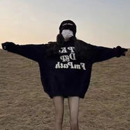 燦圖奶fufu針織衫毛衣女春秋季新款韓版高級感上衣服寬松慵懶風(fēng)內搭潮 黑色 常規 M 【建議80斤到100斤】